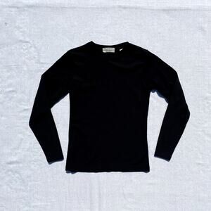 Vintage Lord & Taylor Black Ribbed Long Sleeve Sweater Top Cotton Rayon Size S